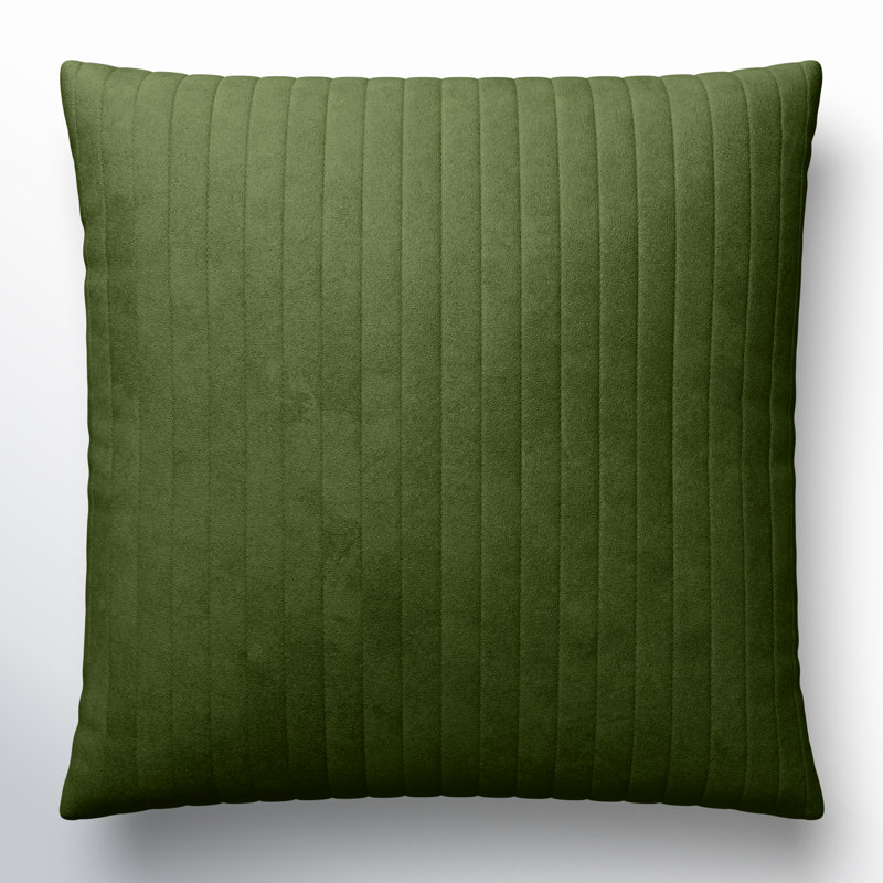 Coussin en coton Beyerne, 22 po x 22 po, Polyester/ Bourre en polyester, Vert moyen