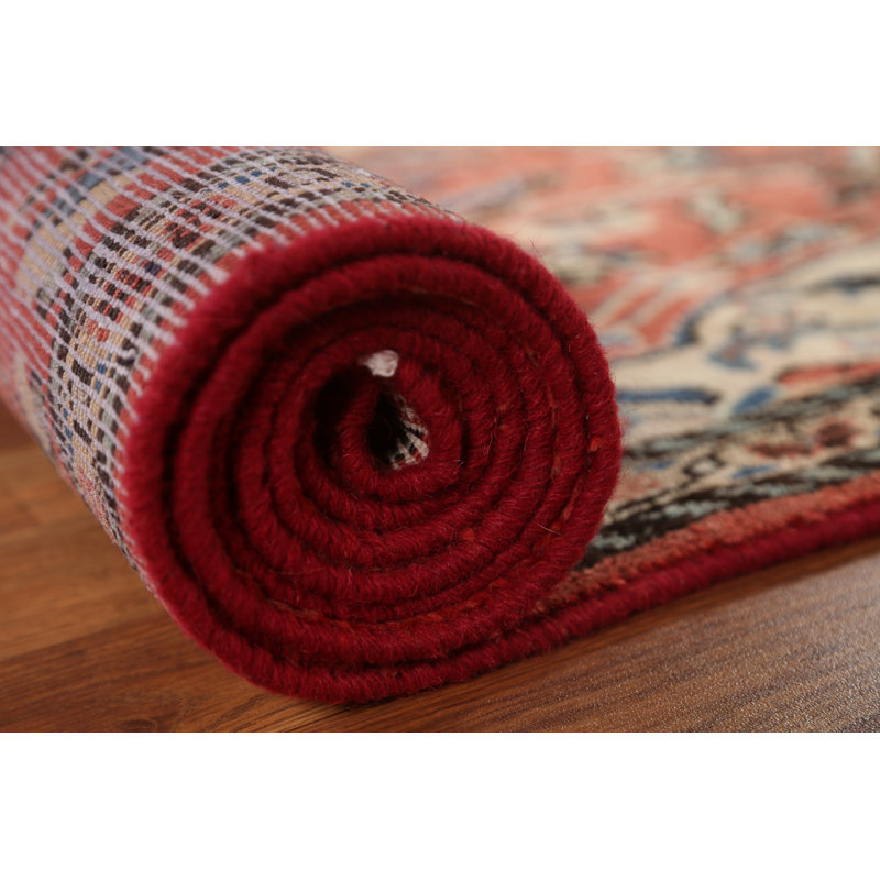 Tapis de couloir motif floral persan rouge Sarouk noué à la main 3 x 10