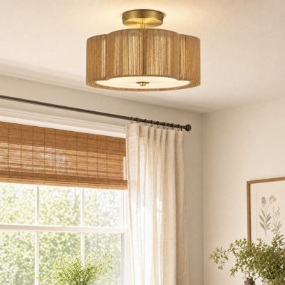 Plafonnier semi-encastré en tissu brossé 13 lumières 13 po