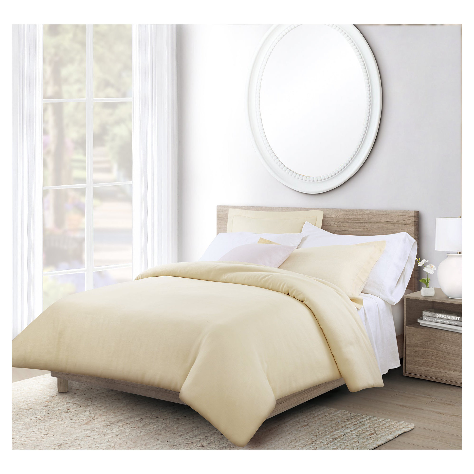 Frazier 100% Linen Machine Woven Sheet Set, King Sheet Set with 2 Pillowcases, Ivory