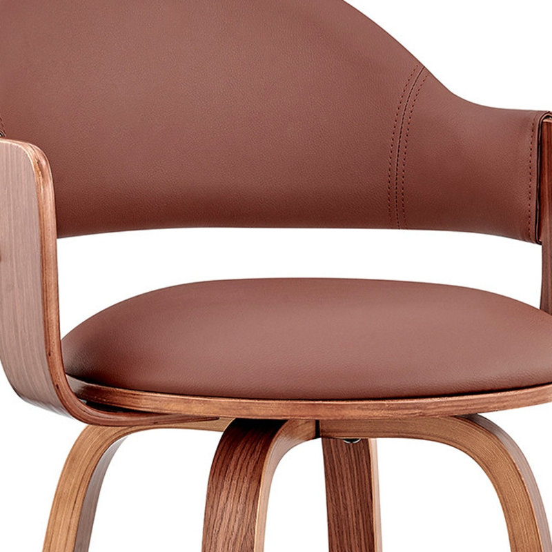 Tabouret de bar 30 po en simili cuir noyer, Siège brun / cadre brun, Tabouret de comptoir avec siège d'une hauteur de