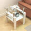 Ensemble 2 pièces table de thé moderne en verre trempé - transparent / carré blanc-624641985