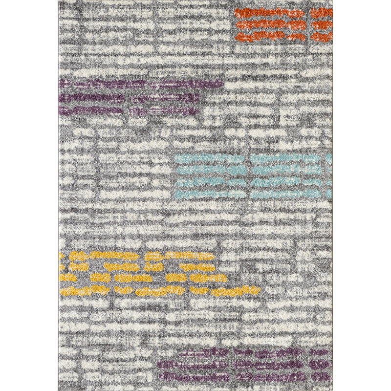 Tapis gris à rayures Roslyn, Rectangle 5 pi x 7 pi