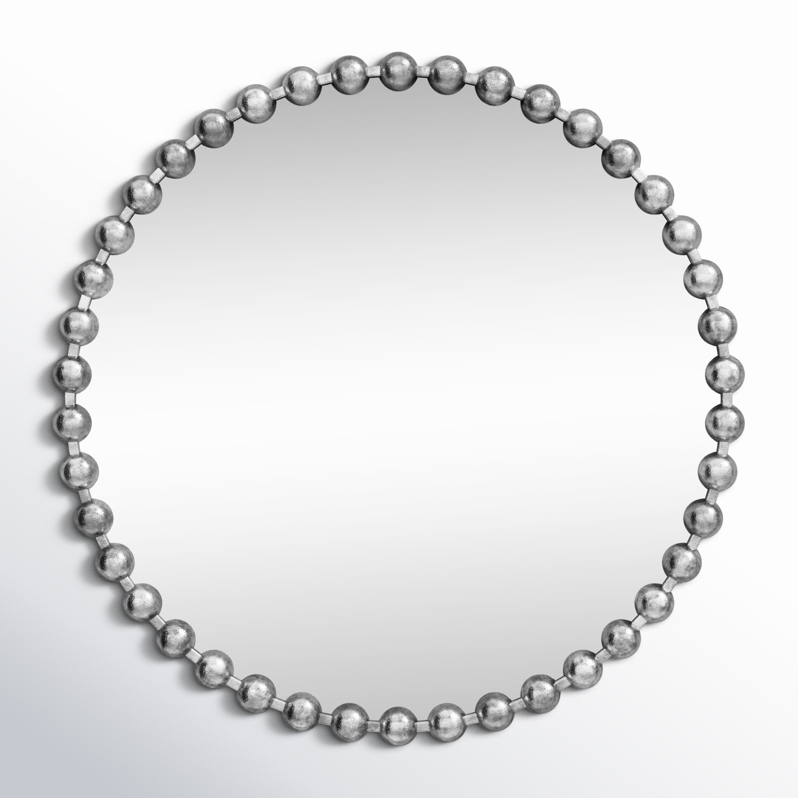 Marlowe Beaded Round Metal Wall Mirror, Silver, 36" x 36"