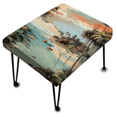 Serene Coastline Tropical Motif - Repose-pieds rectangulaire Coastal