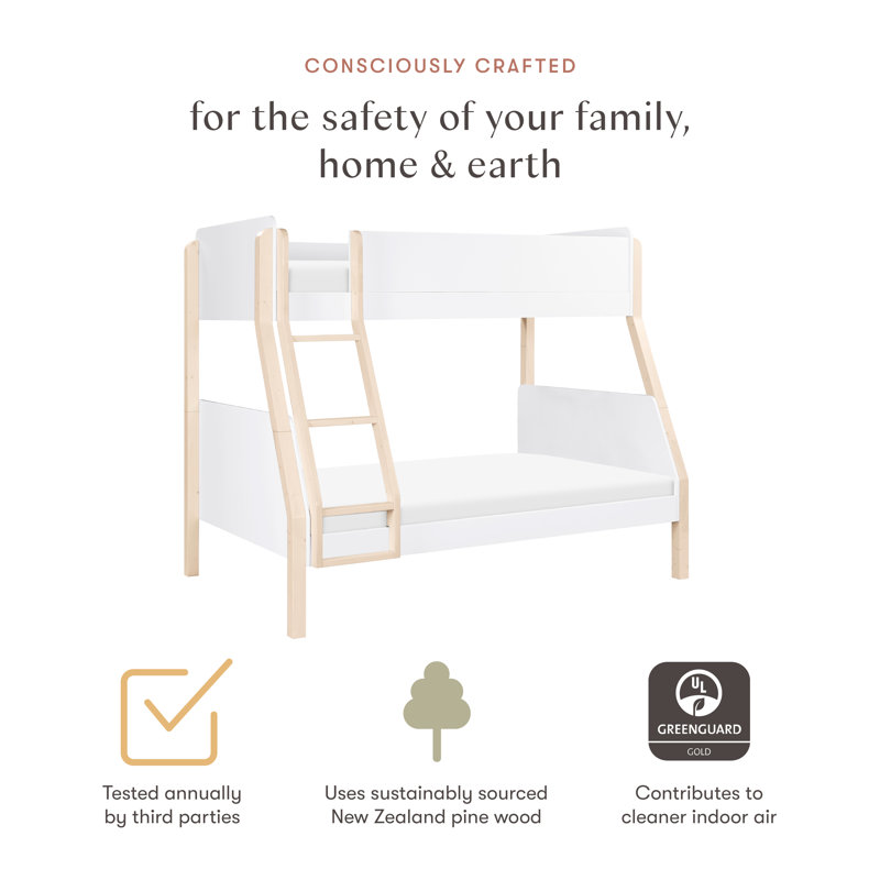 TipToe Twin-Over-Full Bunk Bed, White/Washed Natural