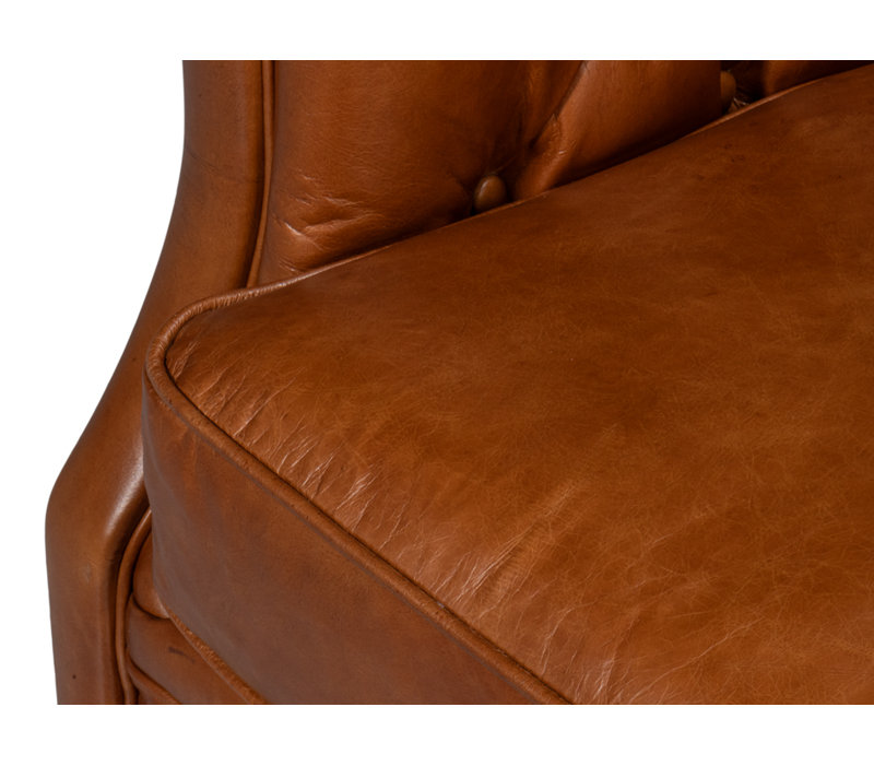 Coolidge Swivel Club Chair, Havana Brown Genuine Leather