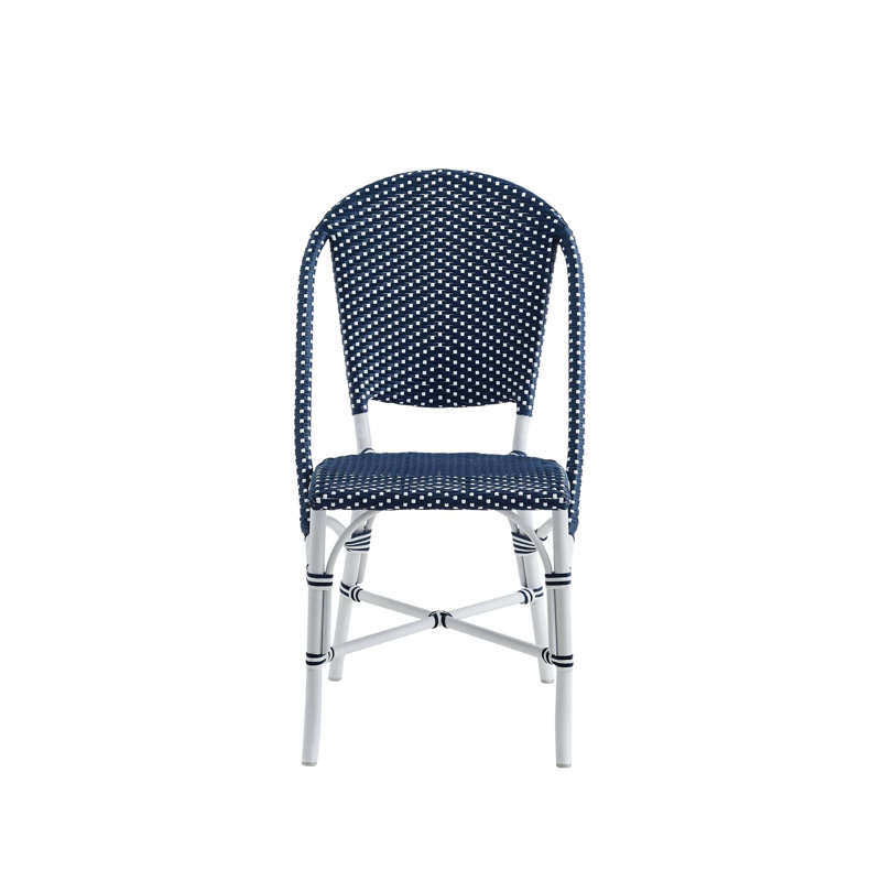 Chaise d'appoint Sofie, Bleu marine avec pois blancs