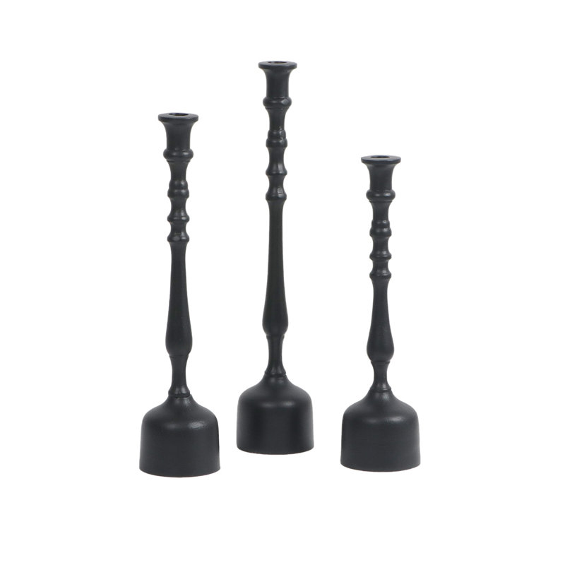 Candle Holder Black H 18.1" & Dia 3.5", 16.1" H x 3.5" W x 3.5" D