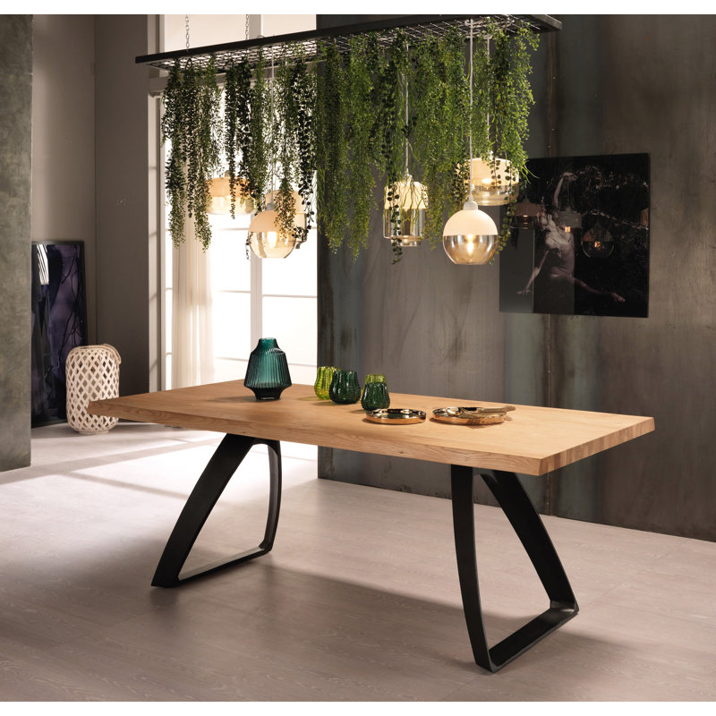 Nanterre Metal Base Dining Table, Oak, Black