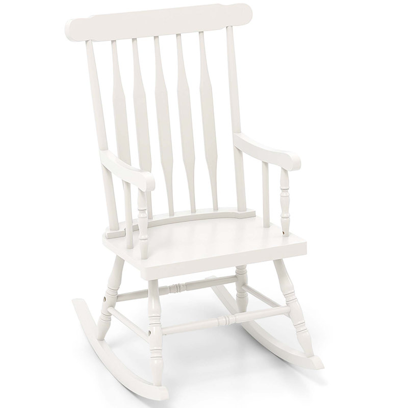 Chaise berçante d'extérieur en bois massif Joffe, Blanc
