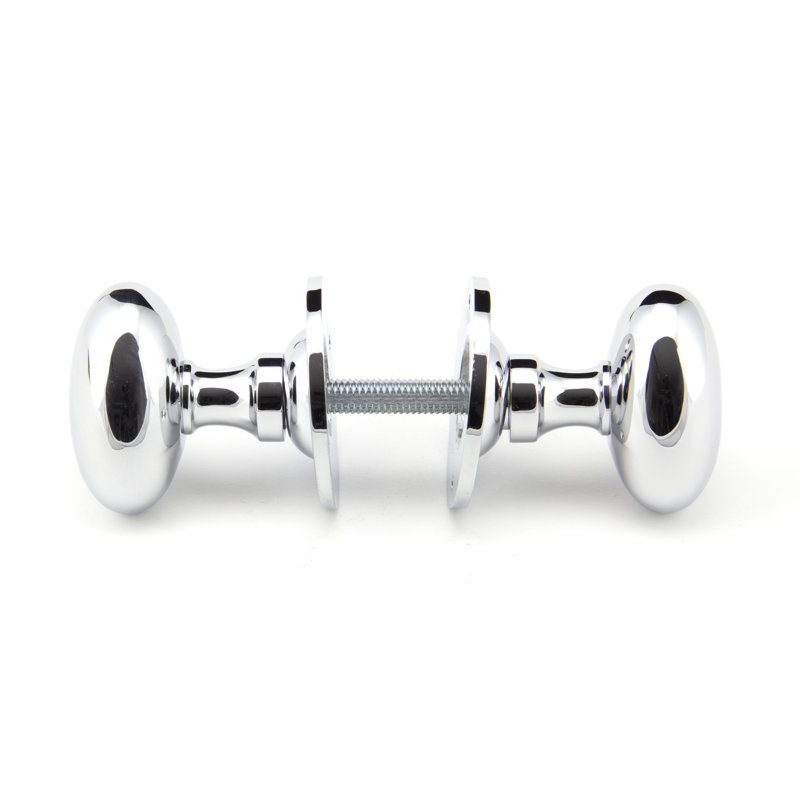 Oval Mortice/Rim Knob Set, Polished Chrome