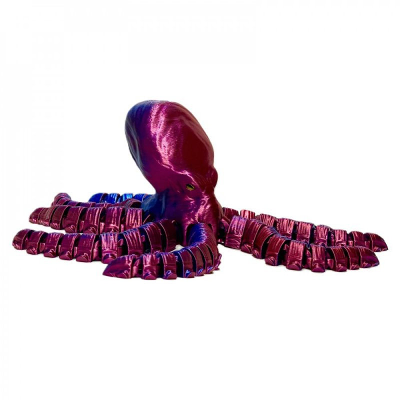 Figurine de poulpe imprimée en 3D, Bleu / mauve, H 3,5 po x l 11 po x P 11 po