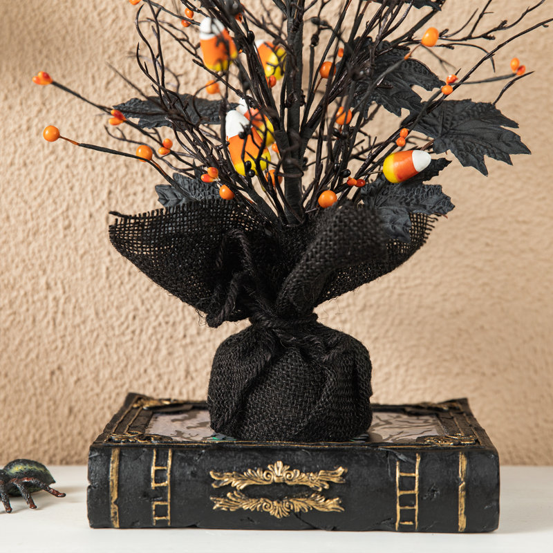 21"H Lighted Halloween Candy Corn Berries Table Tree
