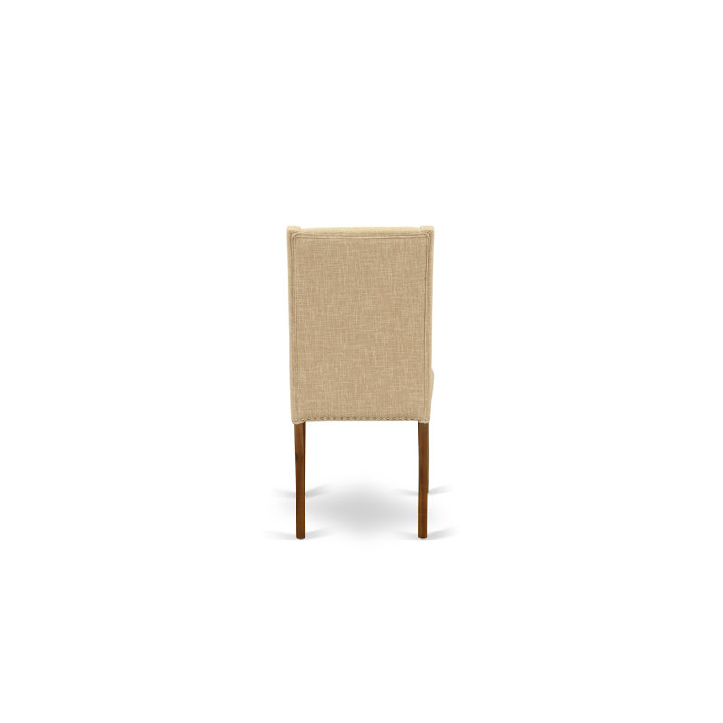 11 Piece Dinette Set Includes a Rectangle Dining Table with Removable Leaf and 10 Dark Khaki Linen Fabric Parson Dining Chairs, Antique Walnut