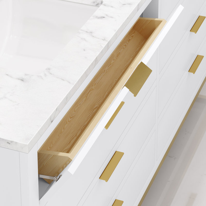 Bristol 72 In. Double Sink Carrara White Marble Countertop Bath Vanity In Monarch Blue With Rectangular Mirrors (S)