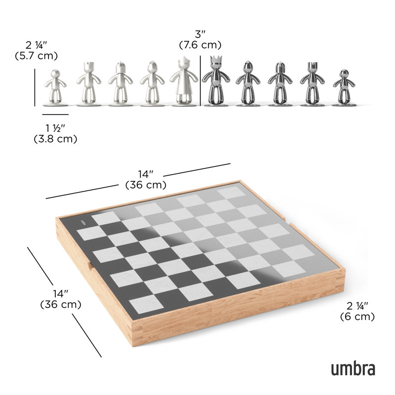 Buddy Umbra 13.88'' L Solid Wood Chess Game Set