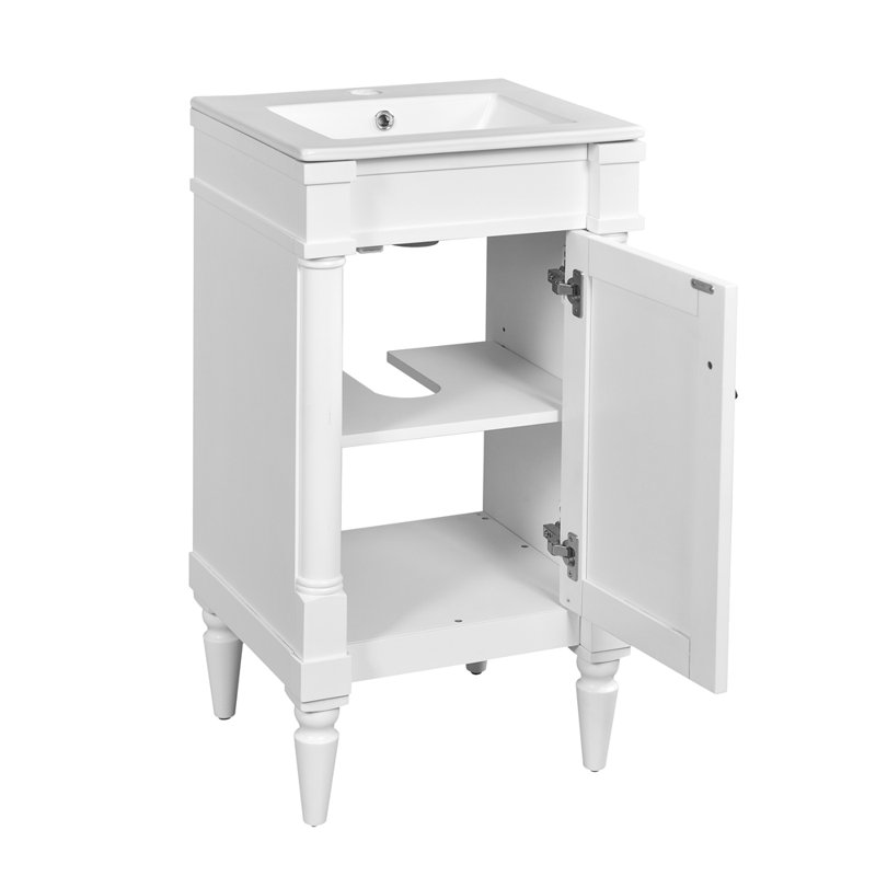 Meuble-lavabo compact compact avec lavabo et tablette réglable parfaite pour les petites salles de bain et un rangement efficace