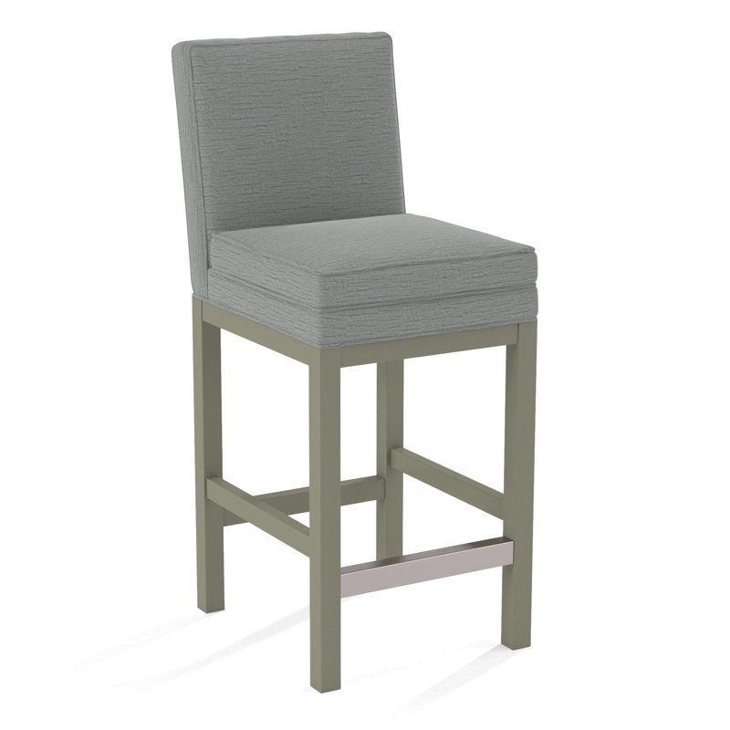 Upholstered Stool, White Textured Performance; 0865-91, Greystone Finish
