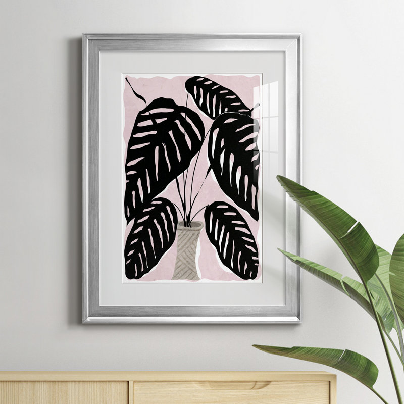 Plante en pot I - peinture encadrée, Argent, H 18,5 po x l 24,5 po x P 1,5 po
