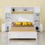 Lit en bois avec armoire et tablette tout-en-un