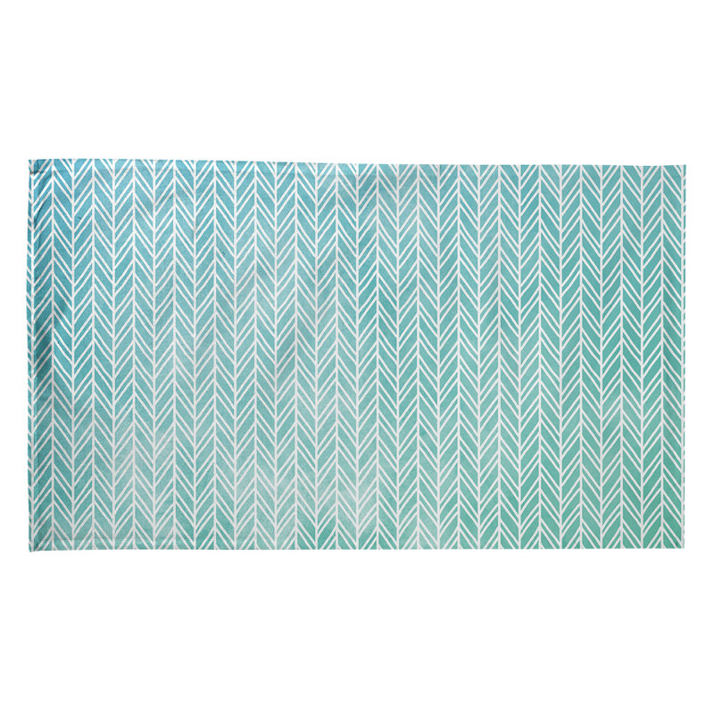 Serviette à thé à motif chevrons, Sergé de coton, Menthe