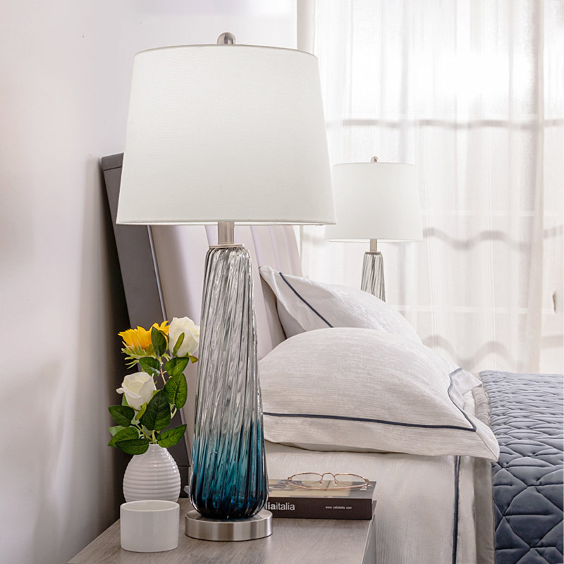 Aislin 28.75" Gradient Blue Bedside Table Lamp Set