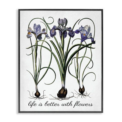 Better With Flowers White Framed Giclee Art by Lettered and Lined