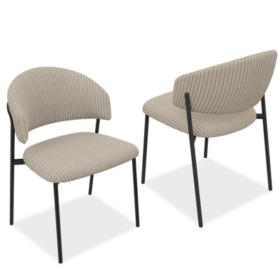 47.5cm H Corduroy Upholstered Side Chair in Grey