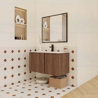 Wall-Mounted Bathroom Vanity with Sink,Soft-Close Doors,Space-Saving Storage