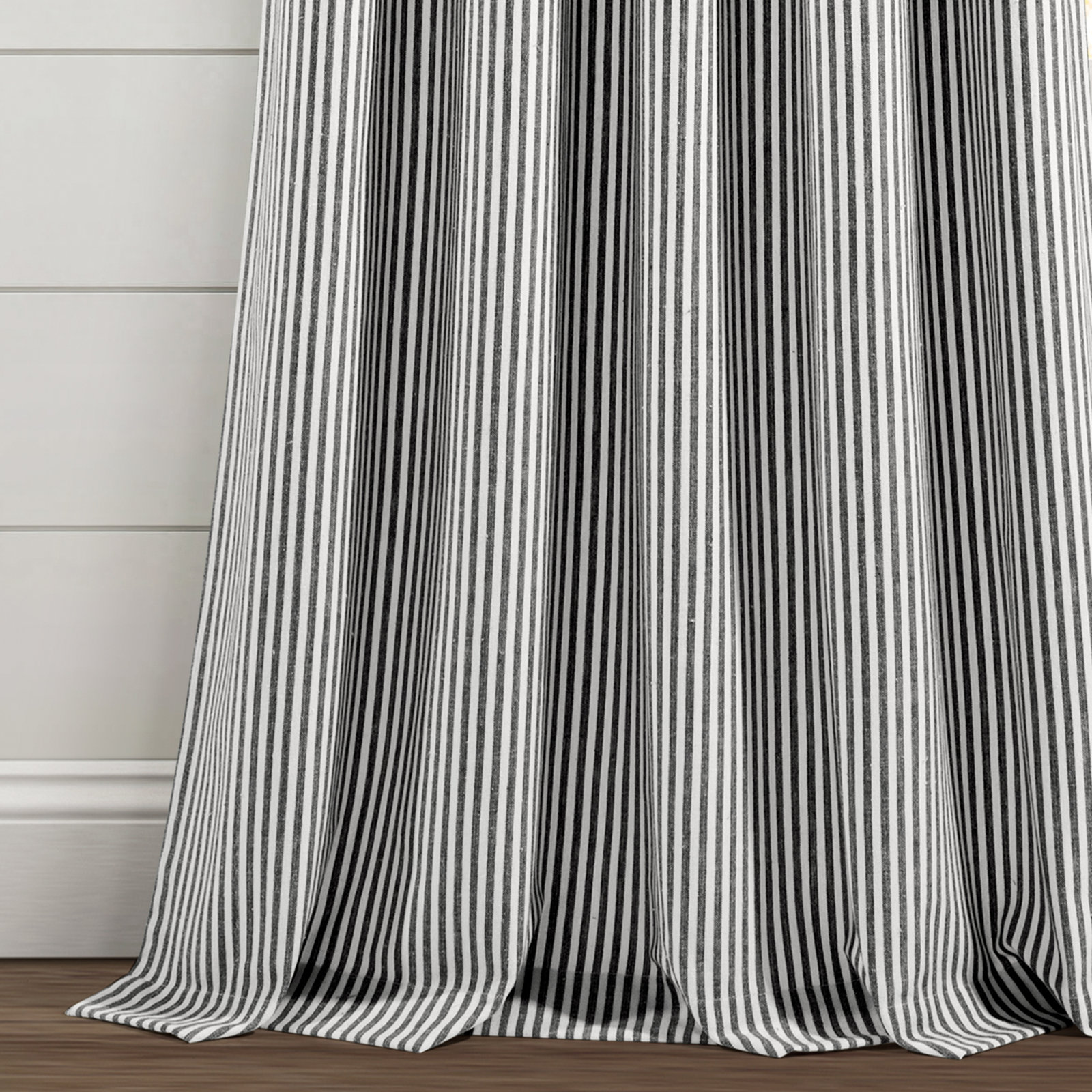 Bruno Cotton Semi-Sheer Curtain Panel Set, Black, 40" W x 95" L