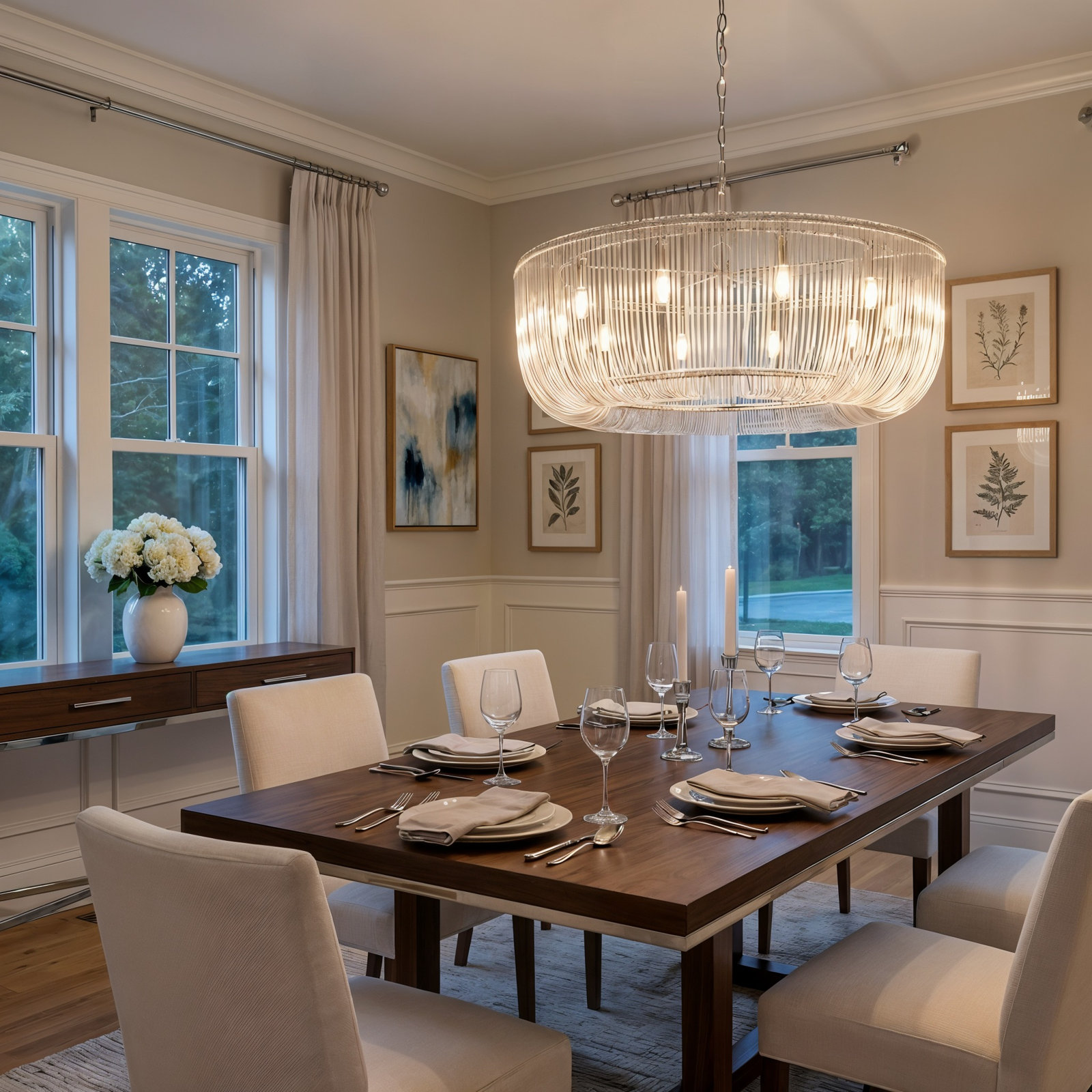 Carell Dimmable 10-Light Pendant, 83.5" H x 42" W x 42" D, Polished Nickel