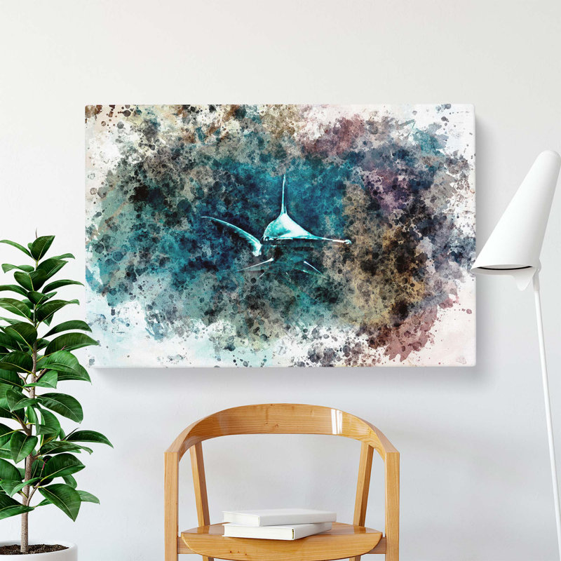 Hammerhead Shark in Abstract - Wrapped Canvas, 35.6 cm H x 50.8 cm W
