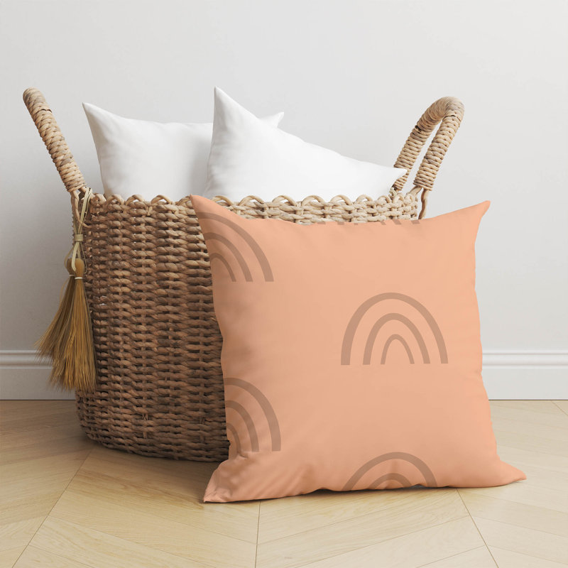 Plain Bows Match Pillow, Peach, 18"H x 18"W