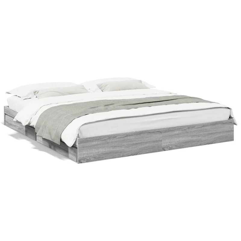 Greger Drawers Bed Frame, 180 x 200cm, Grey Sonoma