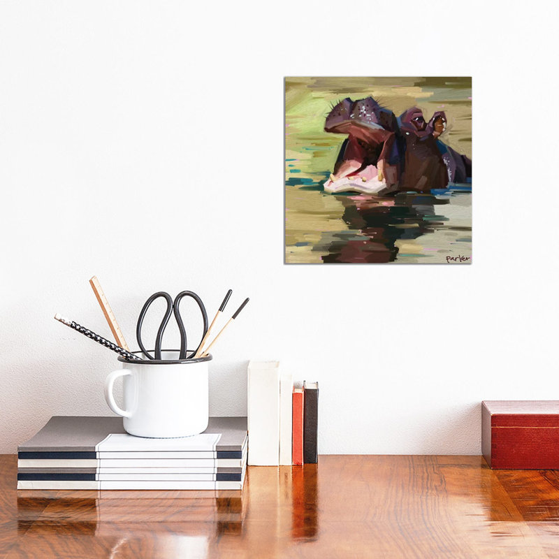 Purple Hippo by Teddi Parker - Wrapped Canvas Painting, 30.48 cm H x 30.48 cm W