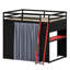 Lit mezzanine tout-en-un avec garde-robe intégré, tablettes, rideaux d'intimité et éclairage RVB-130155160