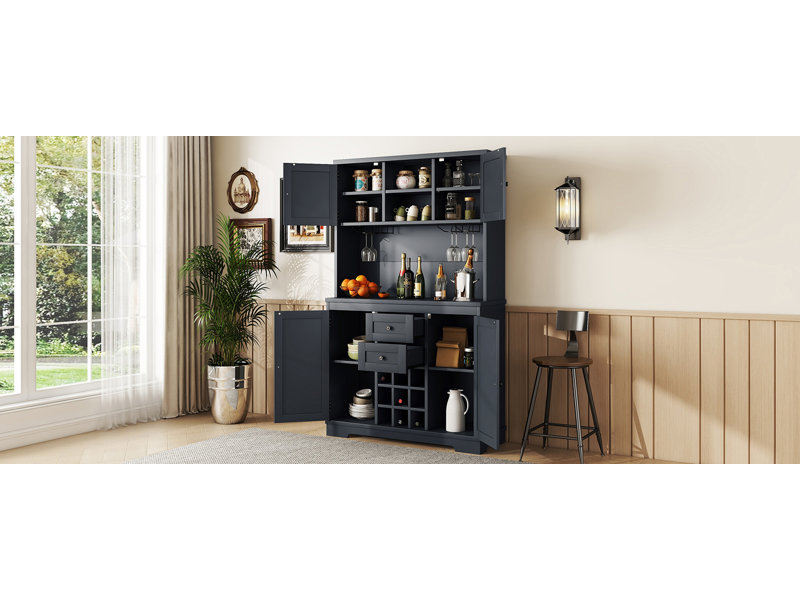 Armoire de cuisine avec bar Coffee Coffee, Bleu antique