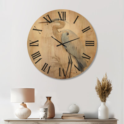 Birds Wooden Wall Clock – Majestic Blue Heron Horizon II