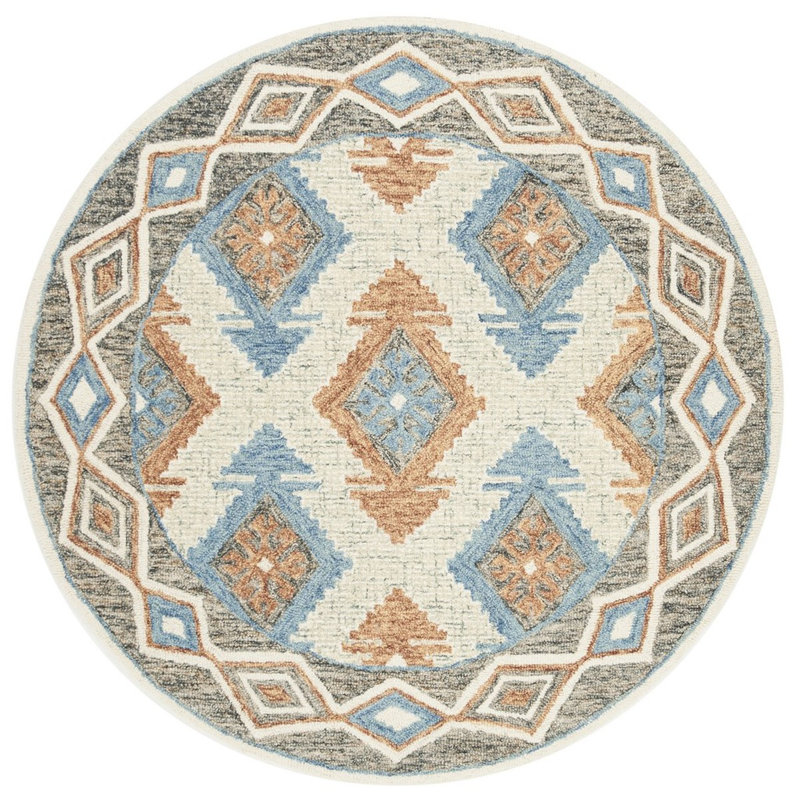 Sebrite Hand Tufted Wool Southwestern Rug, Round 5'
