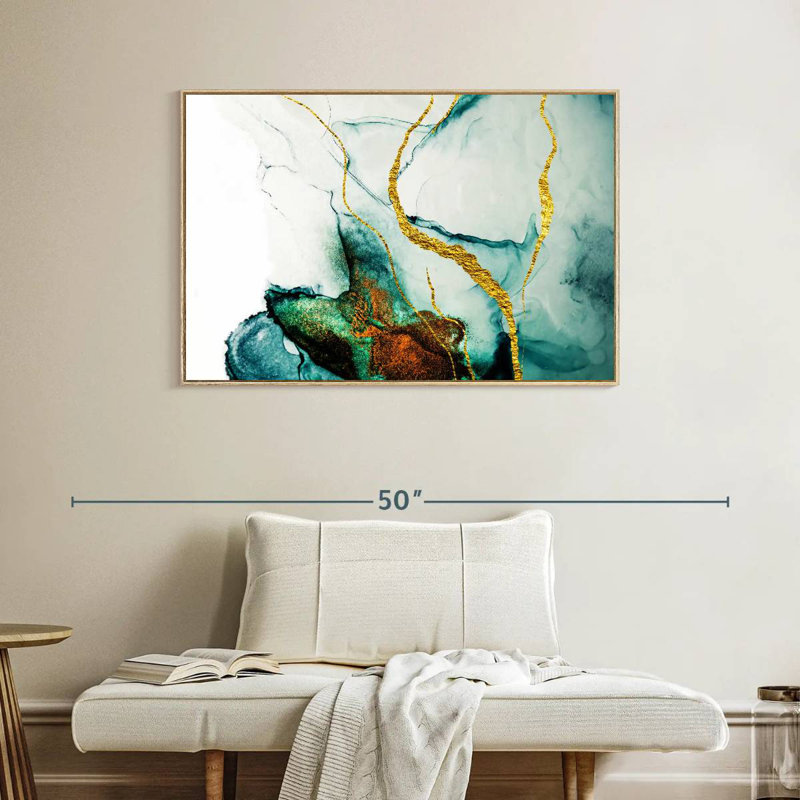Lucilla stries dorées, Cadre flottant en bois naturel, 40 po x 27 po