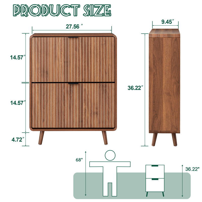 12 Pair Shoe Storage Cabinet, Walnut