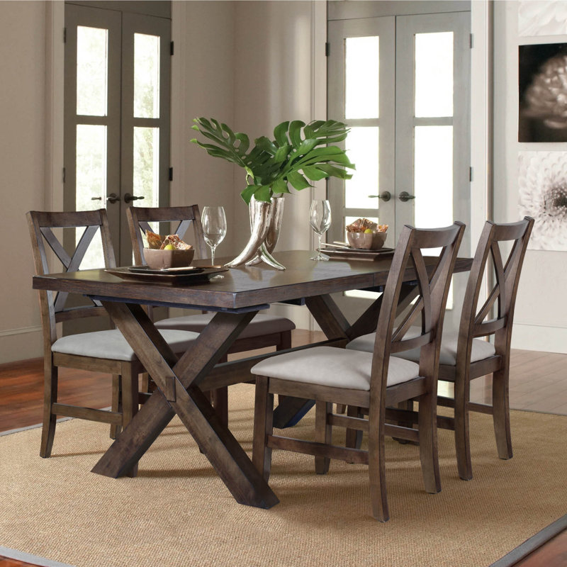 Danna Extendable Trestle Dining Set, 7 Pieces: Table, 6 Chairs
