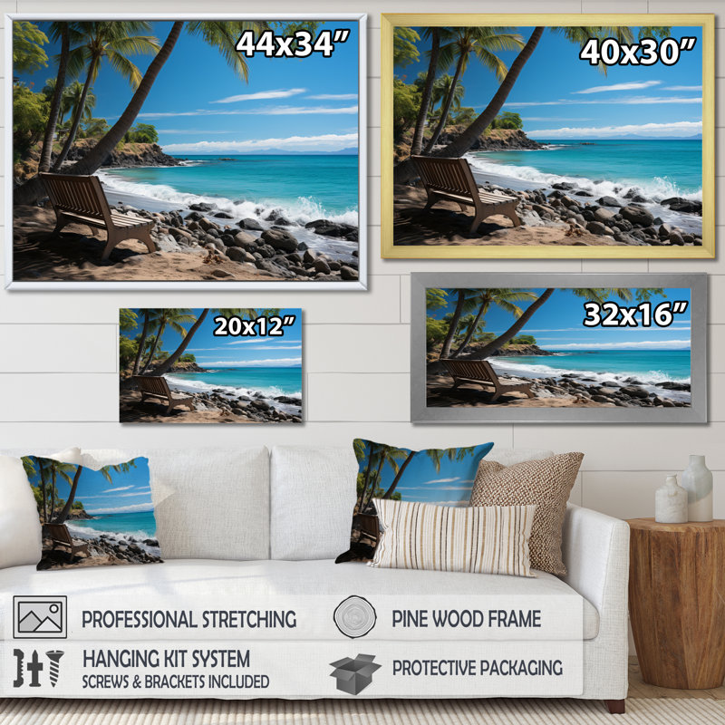 Caraibe Paradise Found I - impression, H 24 po x l 32 po x P 1 po, Cadre photo blanc