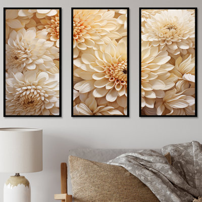 «Pure White Chrysanthemums Magic I - Chrysanthemums», ensemble d'art mural