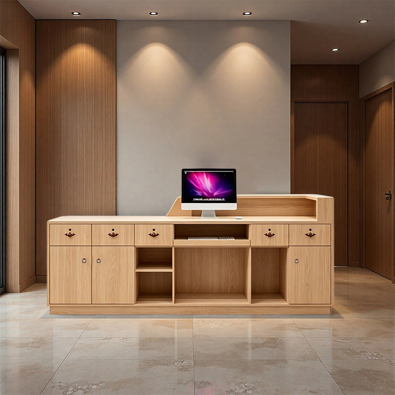 Bureau de réception moderne en forme de L avec éclairage à DEL, comptoir de bienvenue de 94,48 po de largeur pour salon, spa, boutique ou bureau