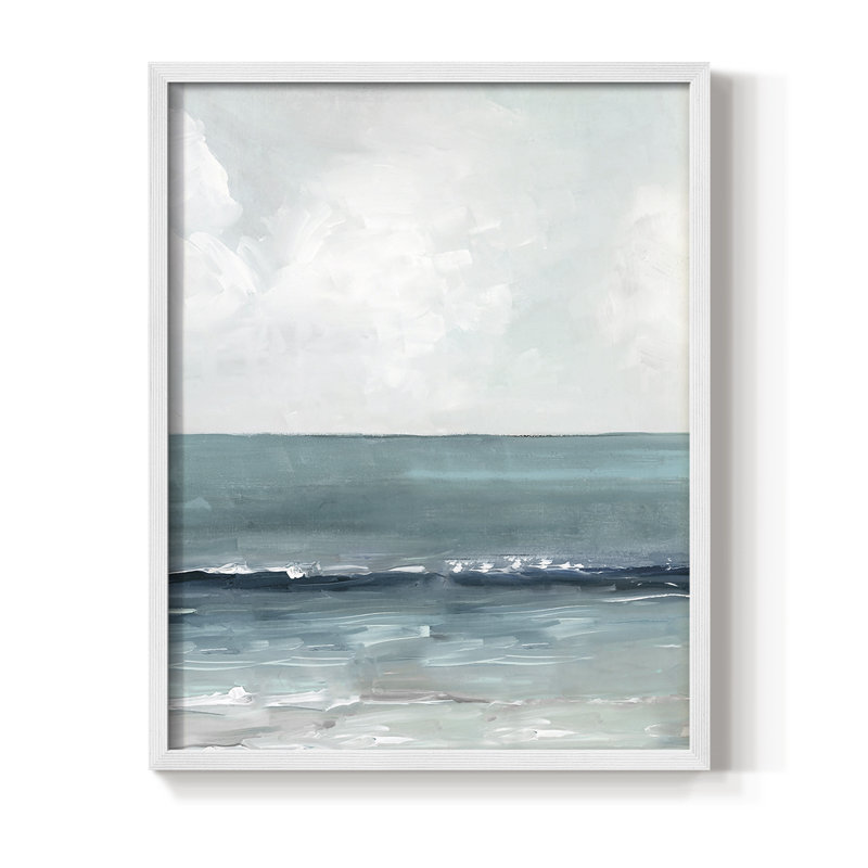 «Teal Seas II», reproduction encadrée - bois massif, H 15 po x l 12 po, Blanc