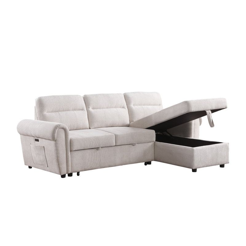 Canapé-lit modulaire réversible en chenille l 97 po avec chargeur USB