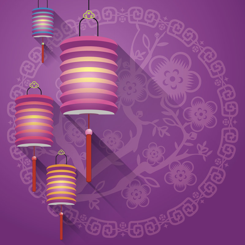 Chinese Paper Lanterns - Wrapped Canvas Print, 30cm H x 30cm W