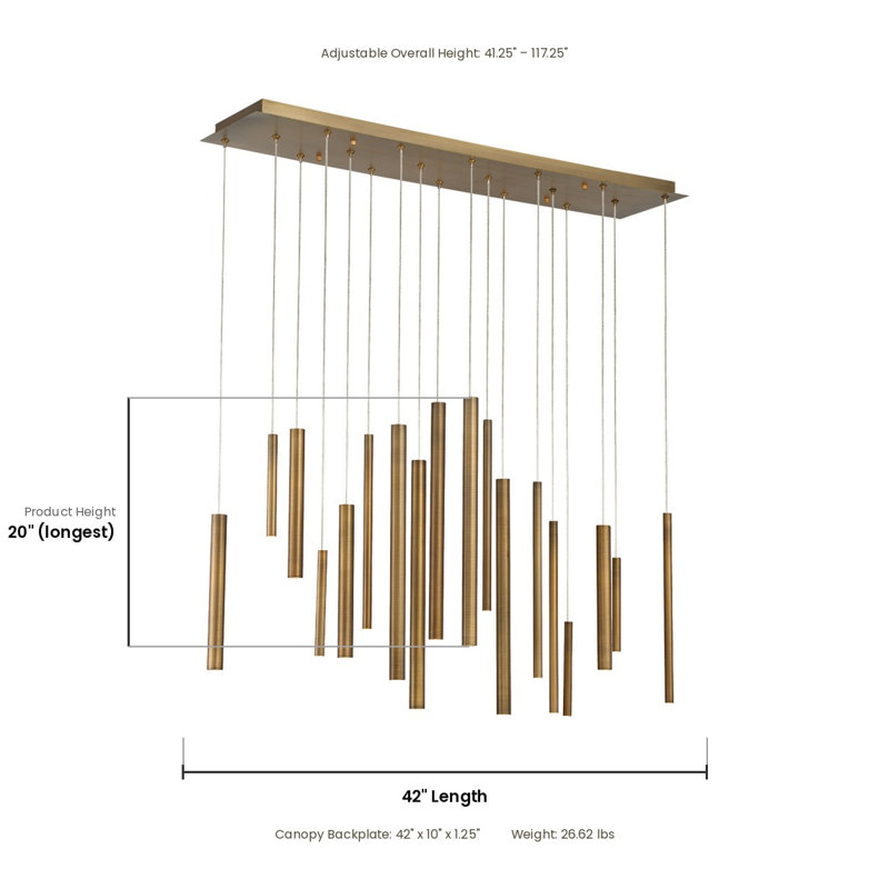 Santana 18 - Light LED Cluster Pendant, Brass, Brass